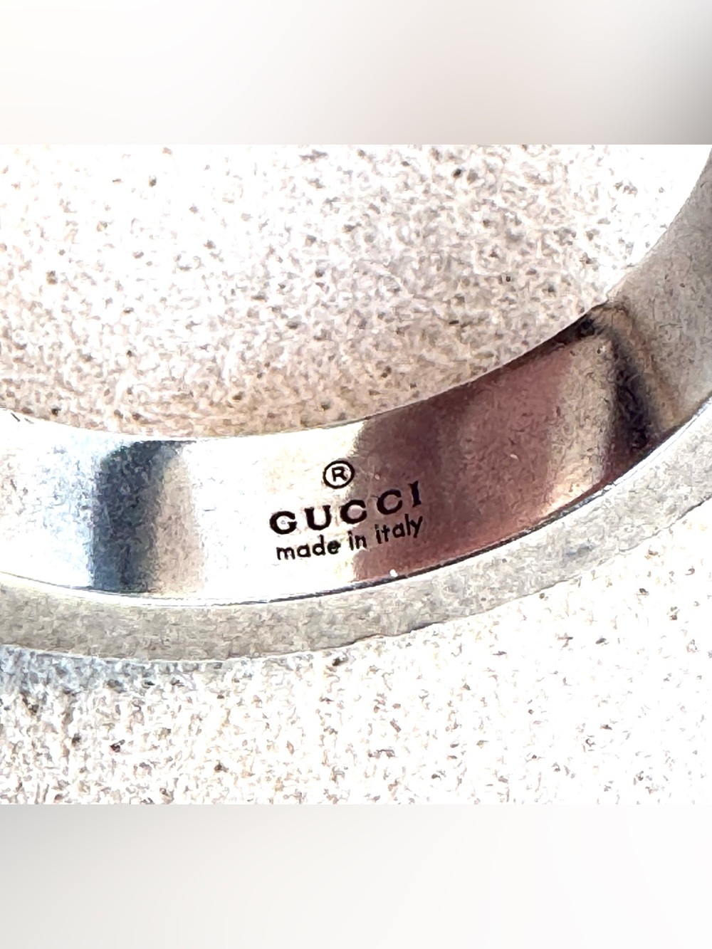 GUCCI Bee GG Sterling Silver Ring Gucci Size 12 Ag925 Made in Italy - Picture 7 of 8